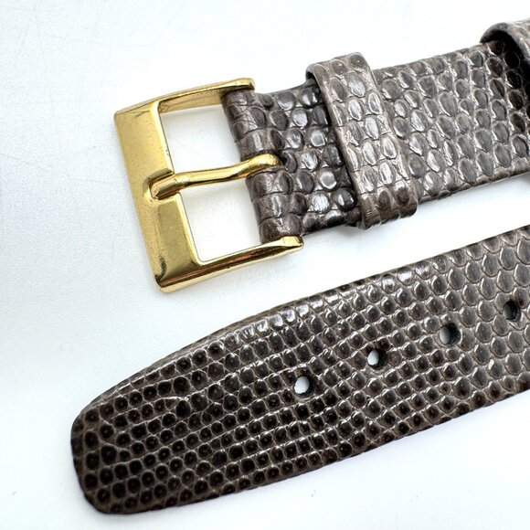 17mm Hirsch Brown Lizard Grain Leather Watch Band Gold Buckle Austria main image 4
